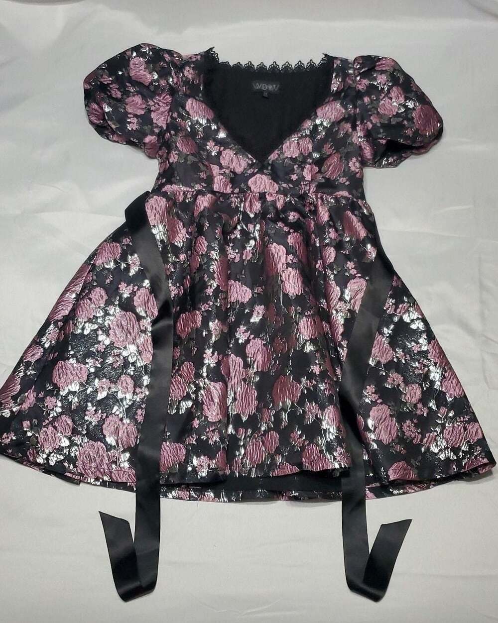 Nwot Widow Dolls Kill Fanged Faerie Brocade Puff Sleeve Babydoll Dress